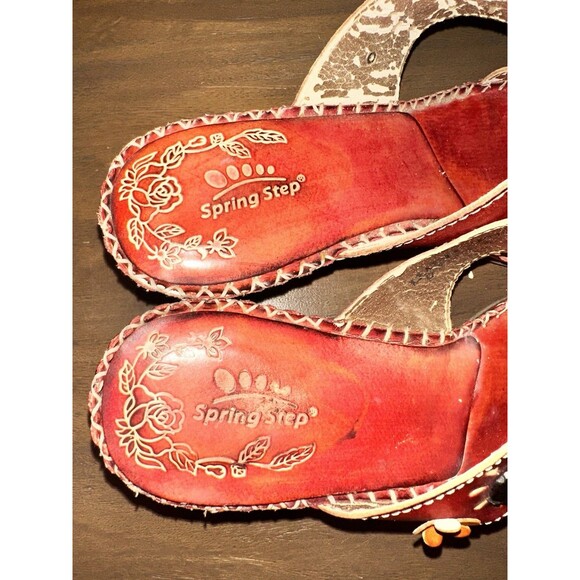 Spring step 42 sandals, Red Leather With Flowers *READ - Picture 5 of 8